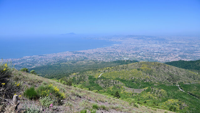 Aerial View of Bay of Naples and City of Naples from Mount Vesuvius