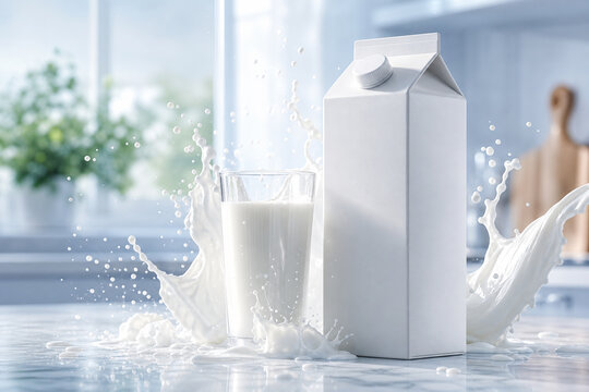 Blank Milk Carton Splash Product Photo for Editorial Layout