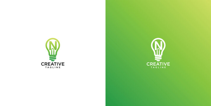 Modern creative lightbulb logo featuring letter N for innovation and brand identity concept