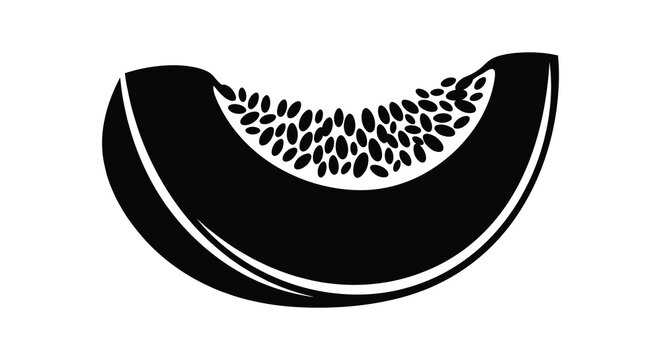 Watermelon slice silhouette on a white background black and white graphic