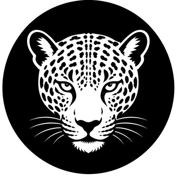 Leopard Face Glyph Icon, Wild Cat Head Silhouette Symbol
