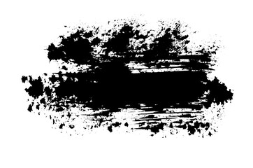 Fototapeta premium Black Ink Brush Stroke with Distressed Texture Isolated on Transparent Background