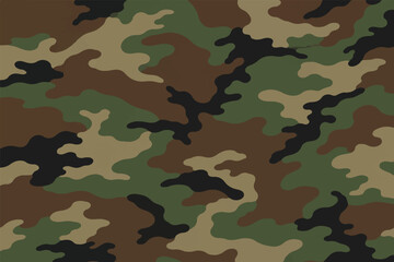 Fototapeta premium Seamless Woodland Military Camouflage Pattern Vector Background