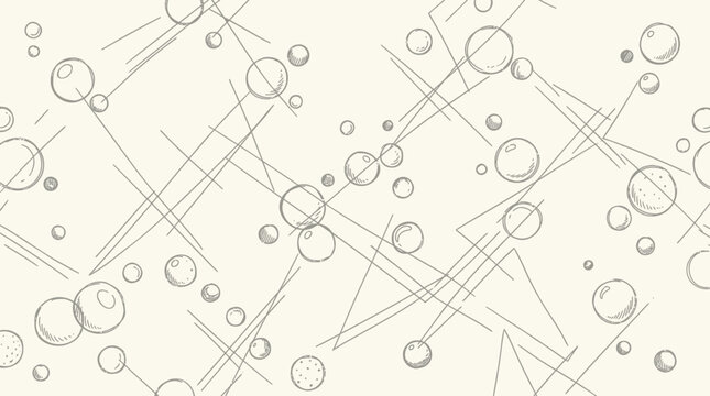 An abstract pattern featuring hand drawn circles and intersecting lines on a light background