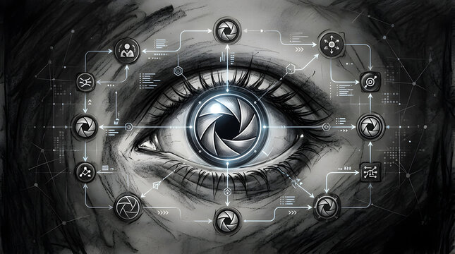 Agentic AI Orchestrating Sub Agents in charcoal sketch and digital painting style, representing multi-step agentic AI pipelines planning and executing complex tasks across tools.