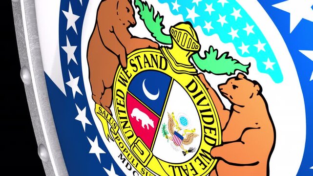 Metallic Shield Transitions with the Flag of State of Missouri of United States of America