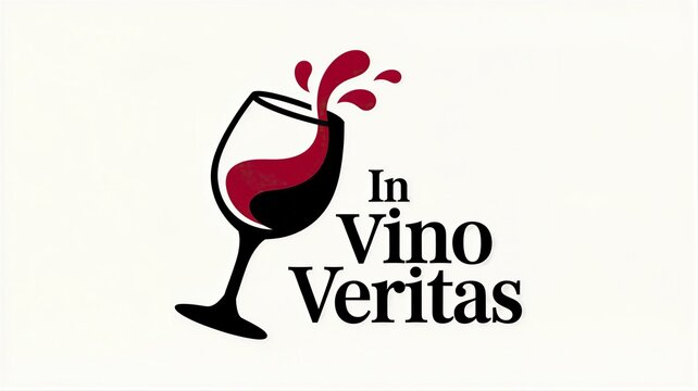 There is truth in wine. Wine banner featuring Latin phrase In Vino Veritas and red wine glass with splashes.
