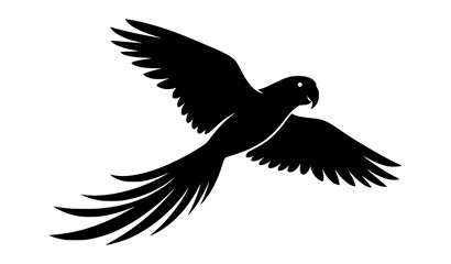 Fototapeta premium Tropical Flying Parrot Silhouette Black Bird Vector Illustration