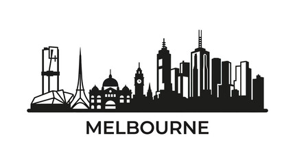 Fototapeta premium Melbourne Skyline Silhouette - Iconic Cityscape Vector