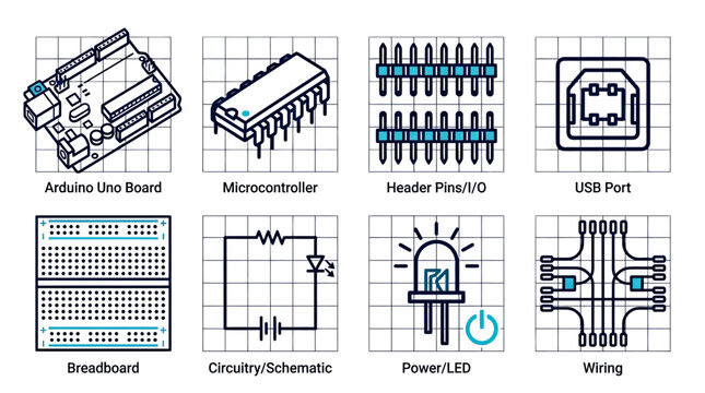 Electronic components and circuit diagrams for technology and innovation