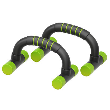 Black and green push‑up bars with foam grips, push‑up bars, fitness, exercise, workout, strength, training, green, black, portable