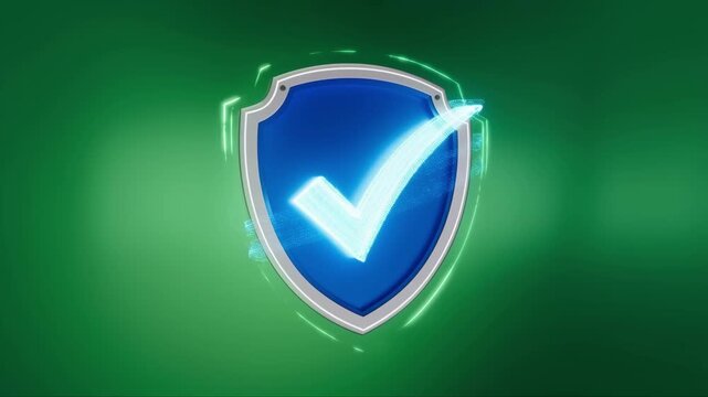 Digital Security Protection Shield Technology Verification Safe Glowing Check Mark Symbolizing Trust Dynamic Animation Success Validation
