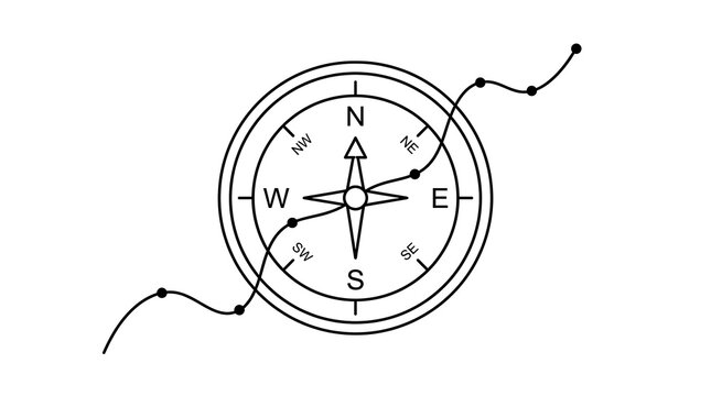 Compass Rose Showing Directional Path With Marked Cardinal Points