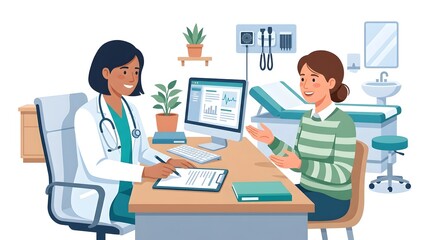Fototapeta premium Doctor consulting with patient in modern clinic office