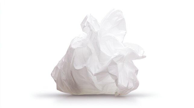 Close up of a crumpled white tissue isolated on a white background