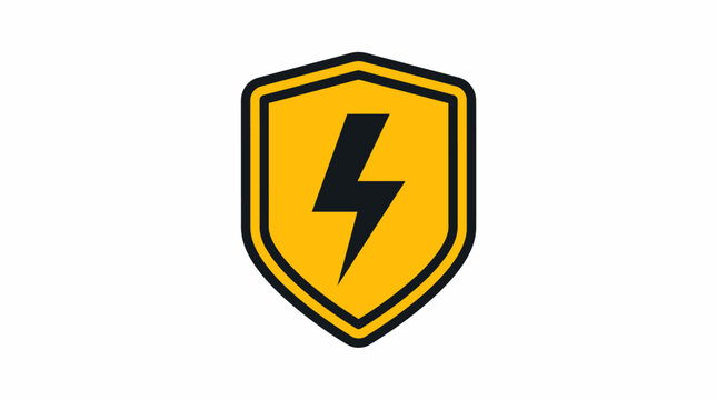 Protective shield emblem featuring a central lightning bolt symbol