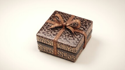 Obraz premium Decorated gift box with ribbon on white background elegant packaging