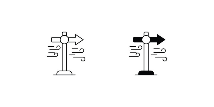 Wind Direction set icon with white background vector stock illustration
