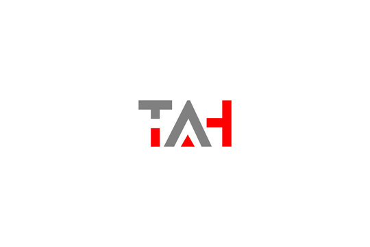 TAH Corporate Logo Template: Minimalist Red and Grey Geometric Typography Vector Alphabet Graphic