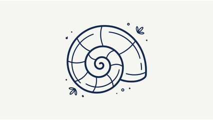 Minimalist seashell line art vector illustration of a spiral nautilus shell for marine and summer design © Iqbal