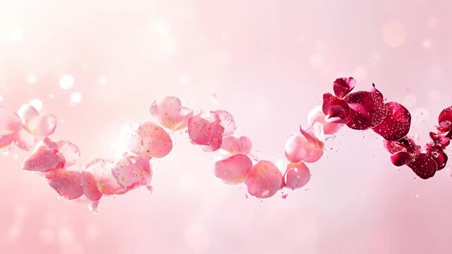 Delicate swirl of rose petals. Realistic spiral wind flow with flower petals. The aroma of cherry blossoms. Background for gift wrapping or cards for women's day, Valentine's Day, birthday or wed