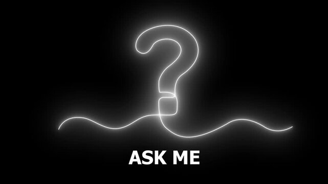 Neon Question Mark Icon Animation Glowing Interrogation Symbol, Futuristic UI HUD, Loop Motion Graphics on Dark Background