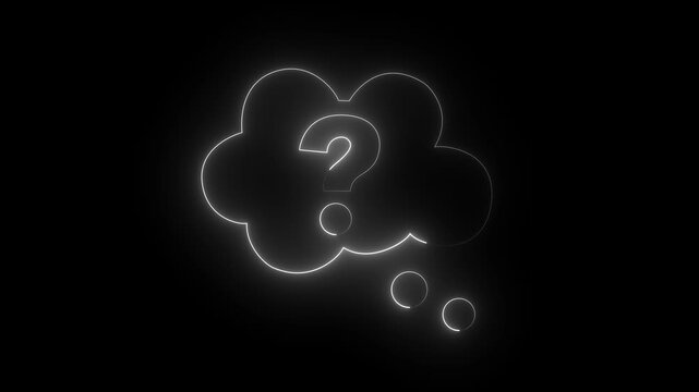 Neon Question Mark Icon Animation Glowing Interrogation Symbol, Futuristic UI HUD, Loop Motion Graphics on Dark Background