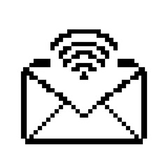 Fototapeta premium A simple pixel art icon of an envelope with a wireless signal symbol