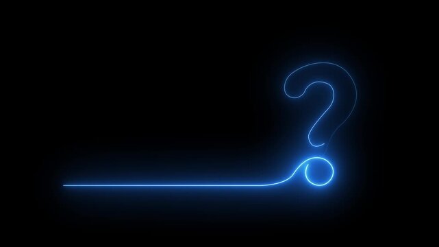Neon Question Mark Icon Animation Glowing Interrogation Symbol, Futuristic UI HUD, Loop Motion Graphics on Dark Background