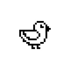 Fototapeta premium A simple pixel art illustration of a small bird on a white background