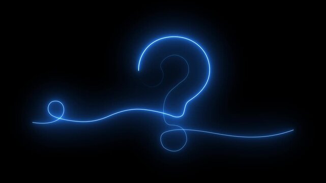 Neon Question Mark Icon Animation Glowing Interrogation Symbol, Futuristic UI HUD, Loop Motion Graphics on Dark Background
