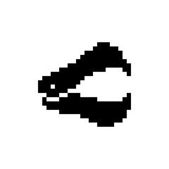 Fototapeta premium A simple black pixel art icon of a metal office stapler