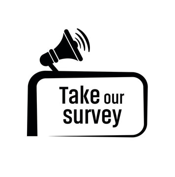 take our survey sign on white background