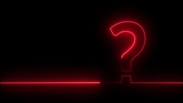 Neon Question Mark Icon Animation with Glowing Light Effect, Futuristic UI Symbol Loop for Tech, Quiz, FAQ and Digital Interface