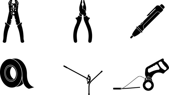 Electrical installation and wiring tools silhouette pack with pliers and voltage tester