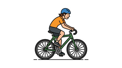 Obraz premium A flat vector illustration of a person riding a bicycle while wearing a safety helmet