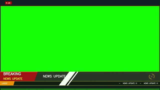 Versatile Broadcast News Lower Third Graphic Overlay with Chroma Key Background for Video Production