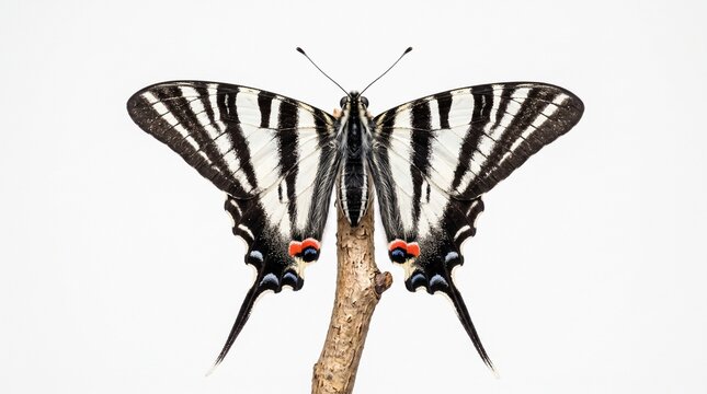 Zebra Swallowtail Butterfly Isolated in White Background