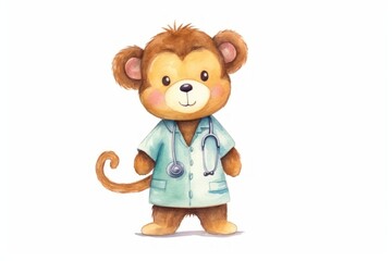 Fototapeta premium Monkey cartoon toy white background.