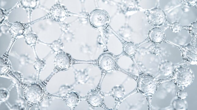 Interconnected transparent liquid bubbles forming a complex molecular network structure