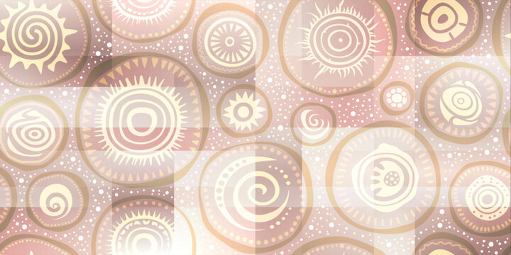 Seamless ethnic pattern, hand-drawn ethnic circles elements, vector print