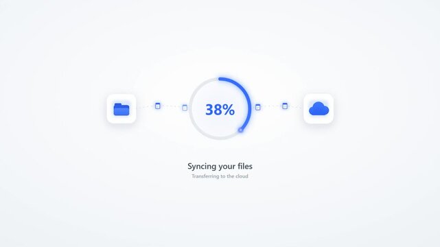 Cloud storage file synchronization circular progress interface animation
