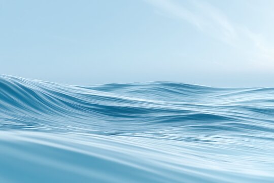 Calm Blue Ocean Waves Background with Clear Sky and Gentle Horizon Scene