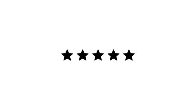 5 Star Review Animation with Glowing Rating Icon, Customer Feedback, Satisfaction Score, Quality Badge, Loop Motion Graphics