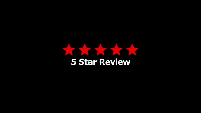 5 Star Review Animation with Glowing Rating Icon, Customer Feedback, Satisfaction Score, Quality Badge, Loop Motion Graphics