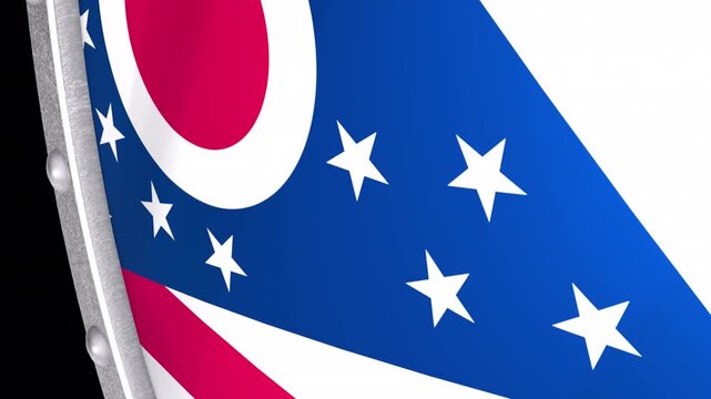 Metallic Shield Transitions with the Flag of State of Ohio of United States of America