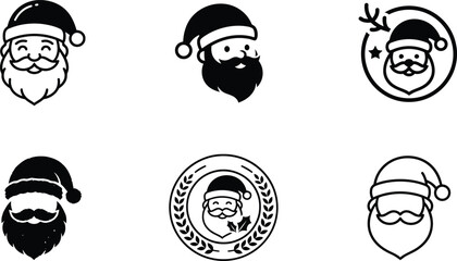 Collection of santa claus heads for winter festive decoration. © Ridoy