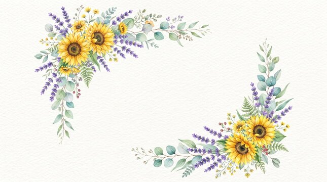 Watercolor corner border frame with green eucalyptus leaves and branches. Greenery clipart for wedding invitation, greeting cards, save the date, stationery design. Hand drawn illustration. 