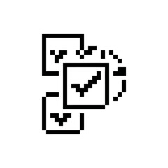 Fototapeta premium A pixelated graphic showing multiple square boxes with check marks inside