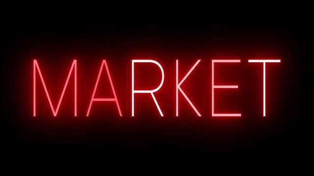 MARKET Neon Sign Animation on Black Background